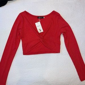 Red long sleeve crop top